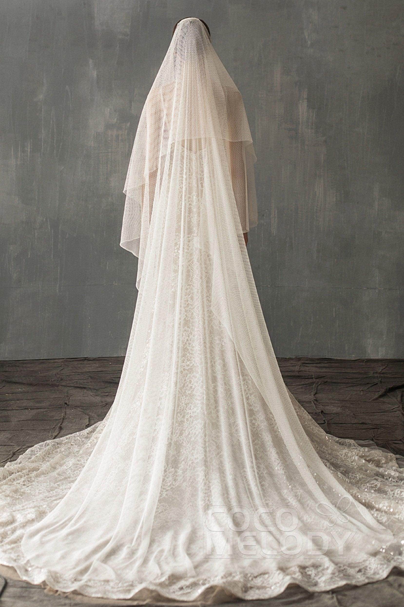 Two-tier Cut Edge Tulle Chapel Veils CV0223 - COCOMELODY